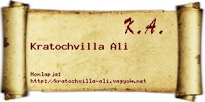 Kratochvilla Ali névjegykártya